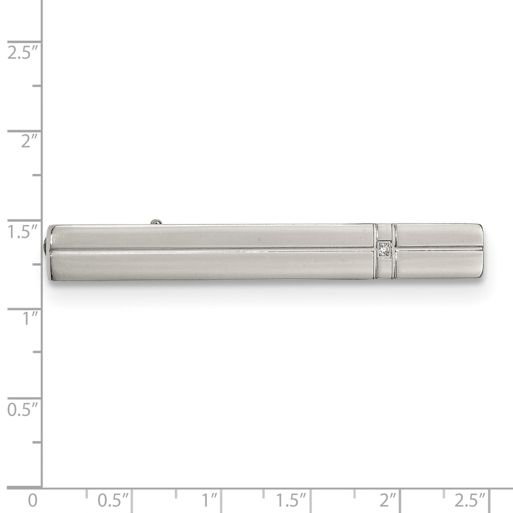 Chisel Stainless Steel Polished with CZ Tie Bar