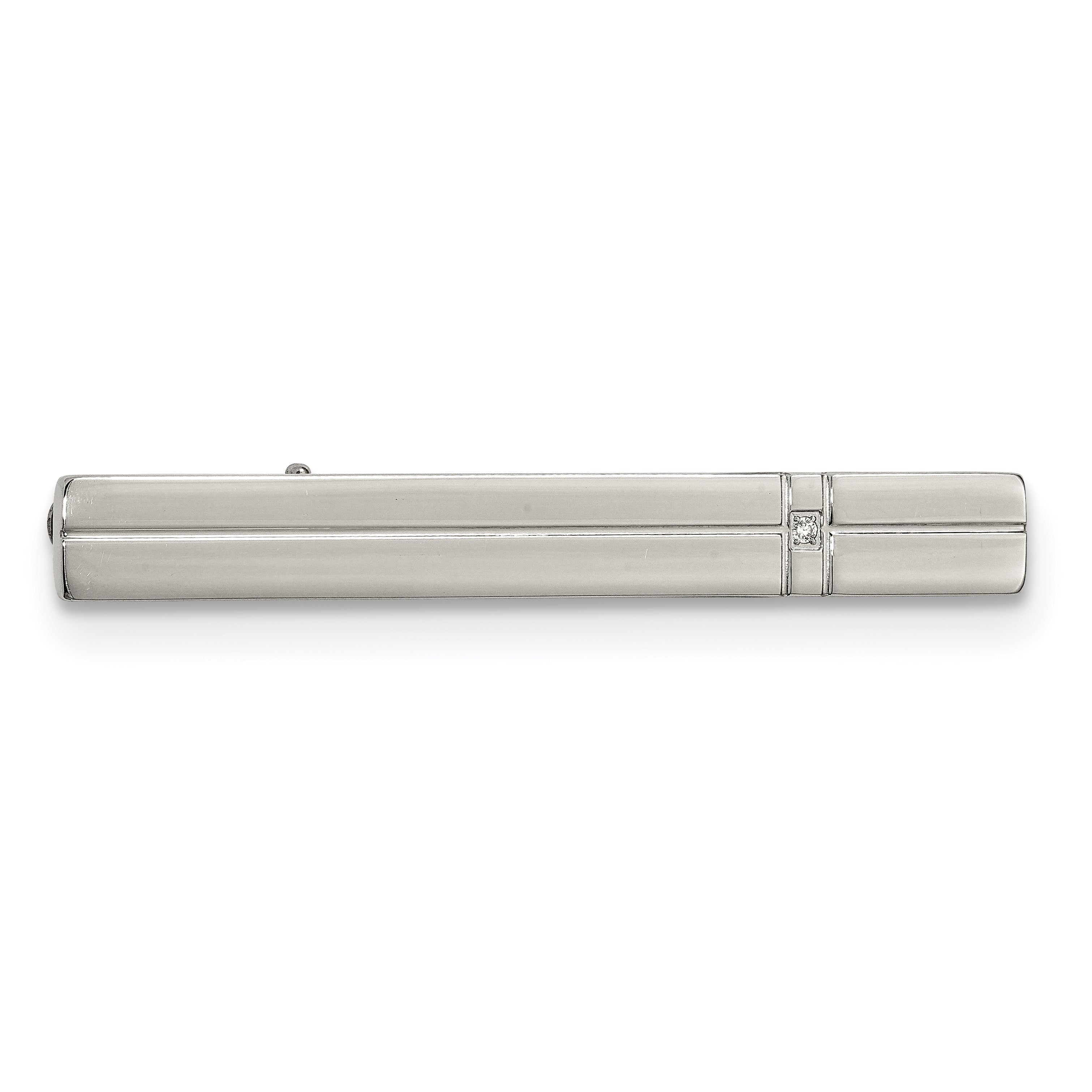 Chisel Stainless Steel Polished with CZ Tie Bar Main image
