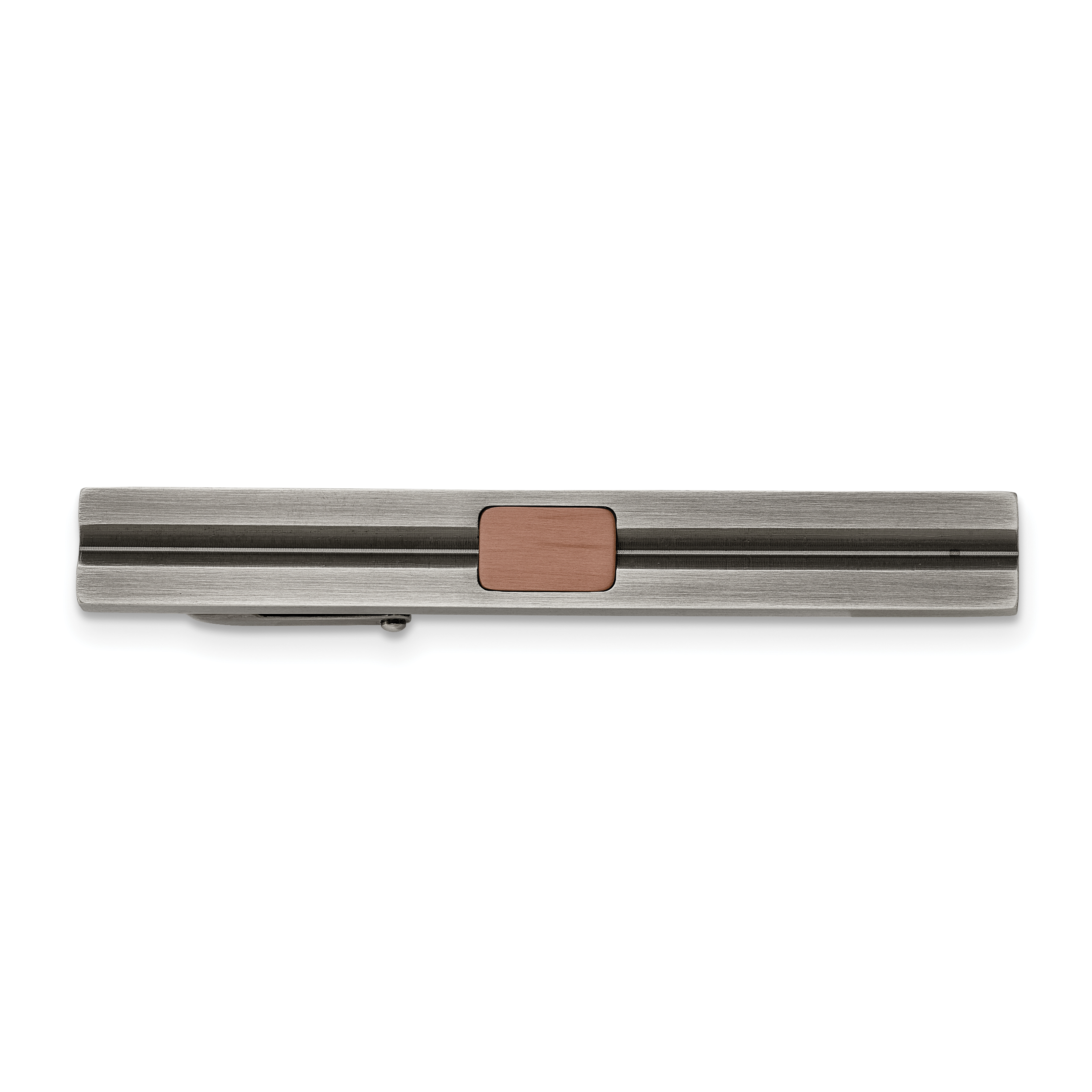 Chisel Stainless Steel Antiqued White Bronze Plated and Brown IP-plated Tie Bar Main image