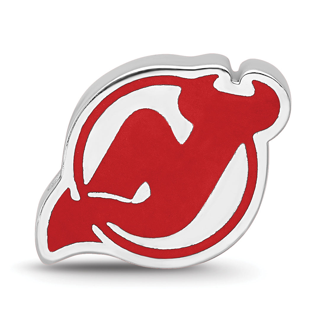 Sterling Silver NHL LogoArt New Jersey Devils Enameled Logo Bead