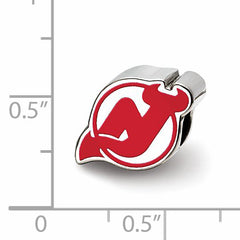 Sterling Silver NHL LogoArt New Jersey Devils Enameled Logo Bead