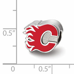 Sterling Silver NHL LogoArt Calgary Flames Letter C Enameled Bead