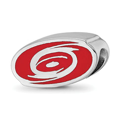 Sterling Silver NHL LogoArt Carolina Hurricanes Enameled Logo Bead