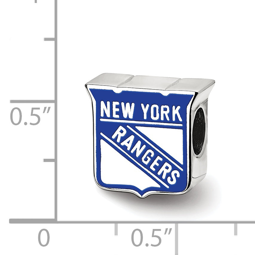 Sterling Silver NHL LogoArt New York Rangers Enameled Logo Bead