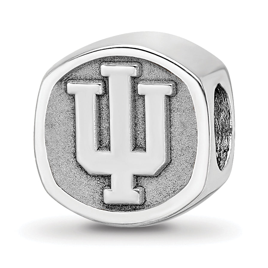 Sterling Silver Rhodium-plated LogoArt Indiana University Block I-U Enameled Logo Bead