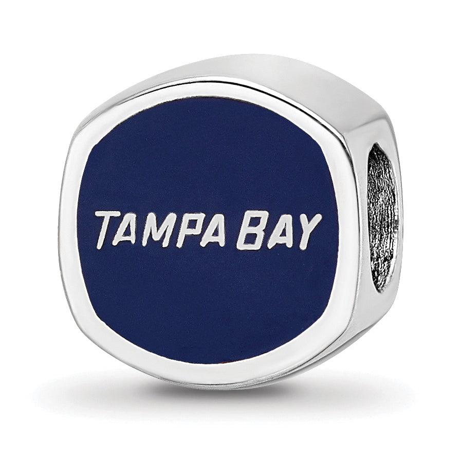 Sterling Silver NHL LogoArt Tampa Bay Lightning Cushion Shaped Enameled Logo Bead