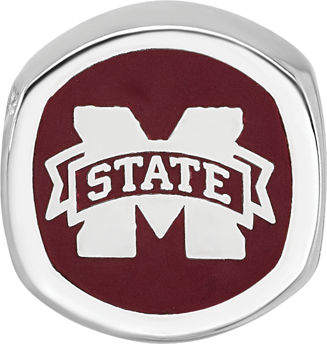 Sterling Silver LogoArt Mississippi State U Cushion Shaped Double Logo Bead