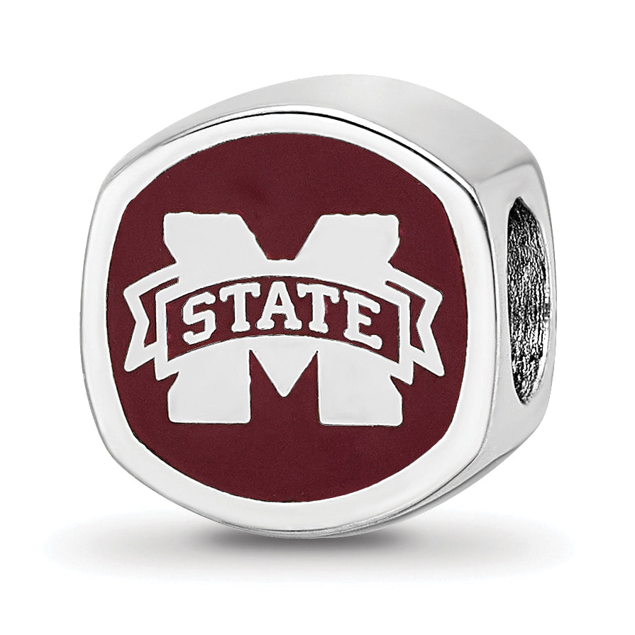Sterling Silver LogoArt Mississippi State U Cushion Shaped Double Logo Bead