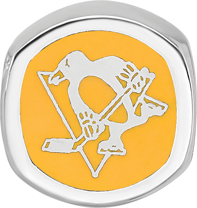 Sterling Silver NHL LogoArt Pittsburgh Penguins Enameled Double Logo Bead