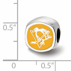 Sterling Silver NHL LogoArt Pittsburgh Penguins Enameled Double Logo Bead