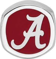 Sterling Silver Rhodium-plated LogoArt University of Alabama Enameled Double Logo Bead