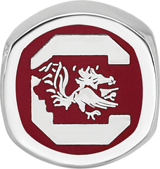 Sterling Silver Rhodium-plated LogoArt University of South Carolina Enameled Logo Bead
