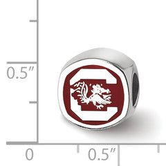 Sterling Silver Rhodium-plated LogoArt University of South Carolina Enameled Logo Bead
