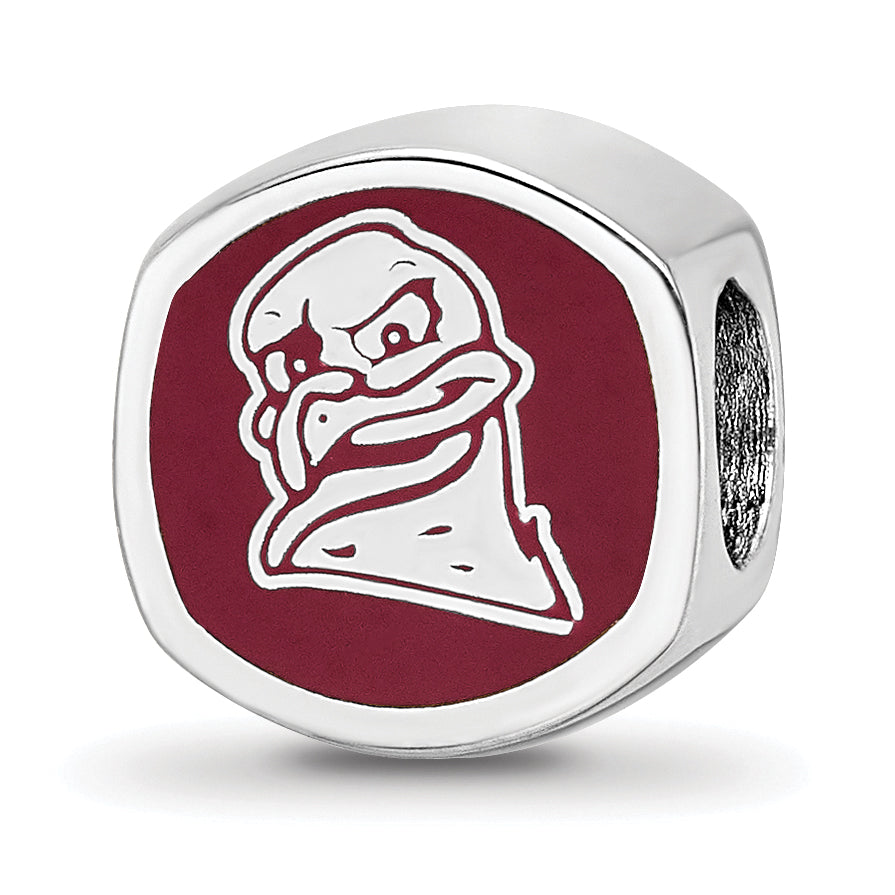 Sterling Silver Rhodium-plated LogoArt Virginia Tech V-T Enameled Double Logo Bead