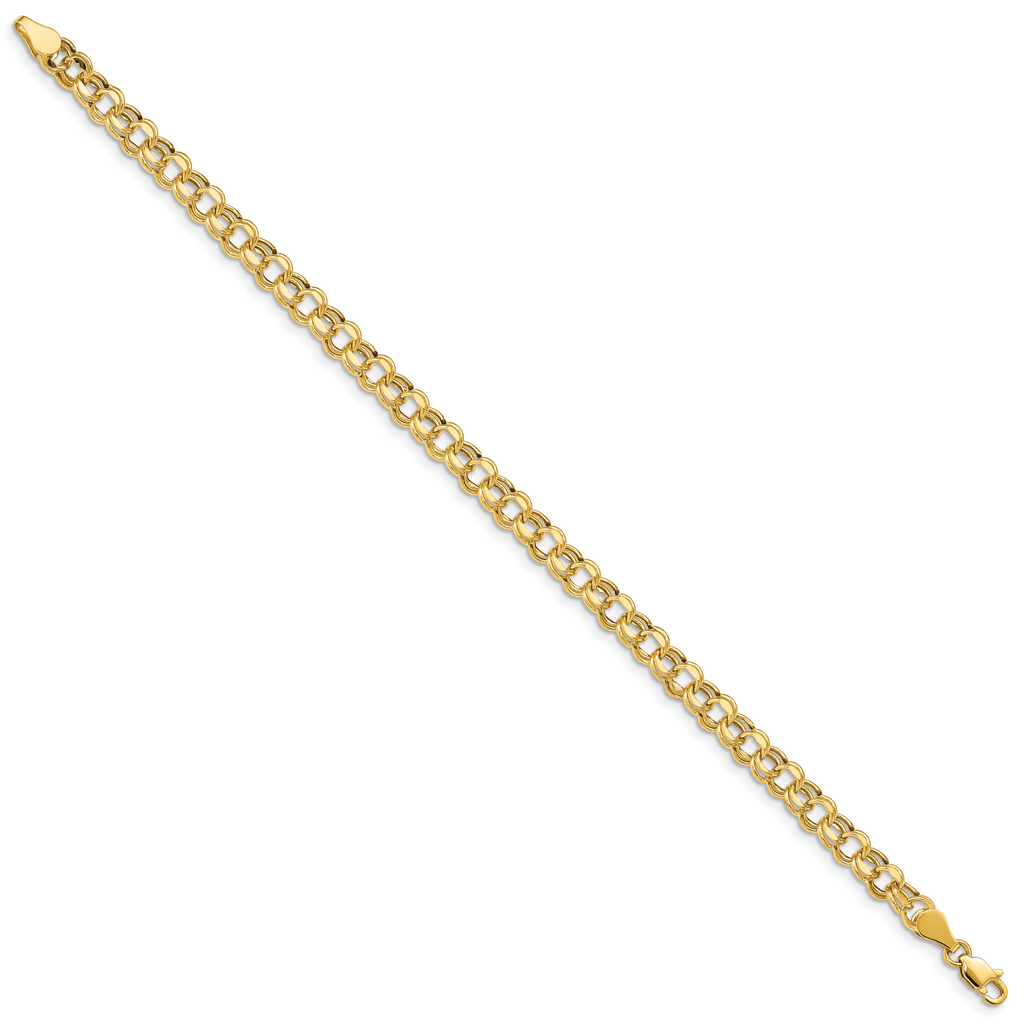 14k Lite 5mm Double Link Charm Bracelet