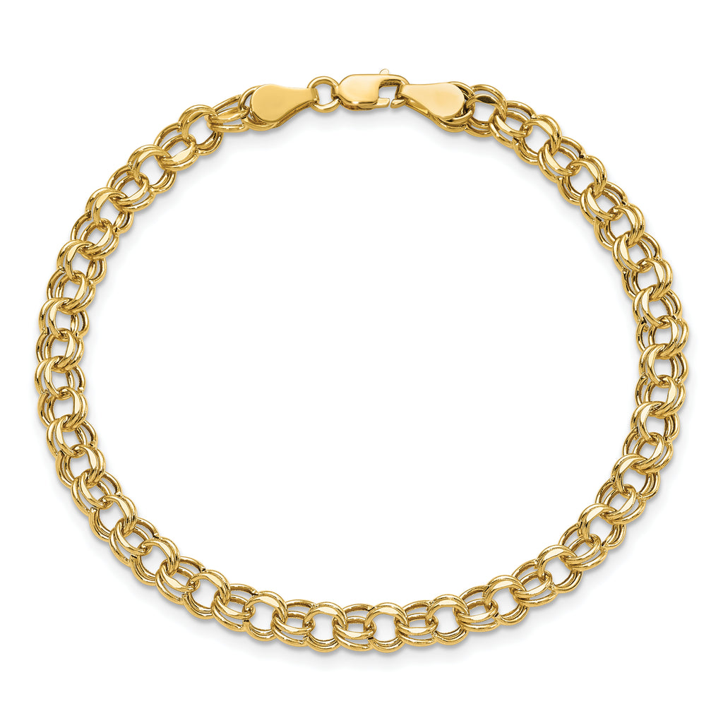 14k Lite 5mm Double Link Charm Bracelet