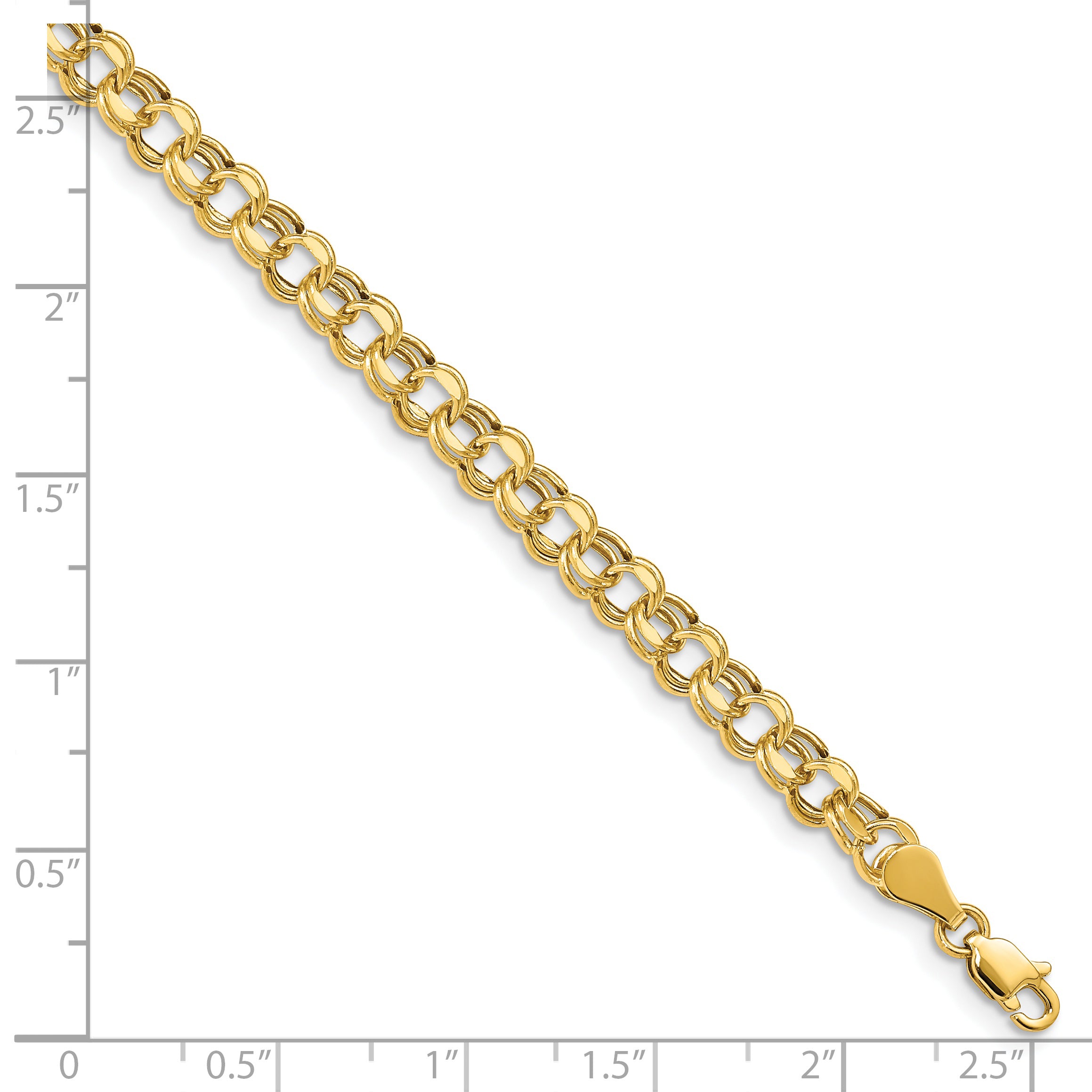 14k Lite 5mm Double Link Charm Bracelet