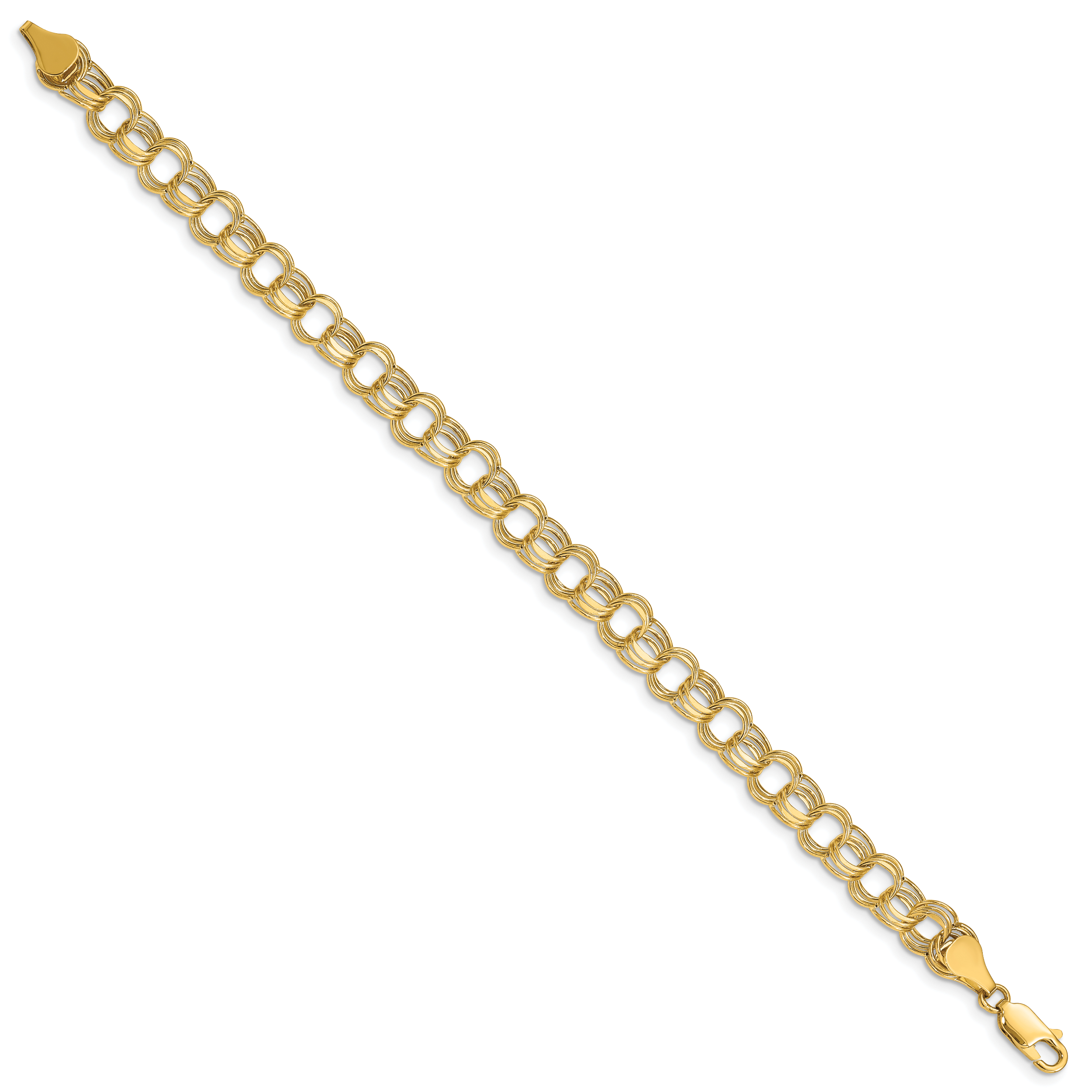 14k Lite 7mm Triple Link Charm Bracelet Secondary image