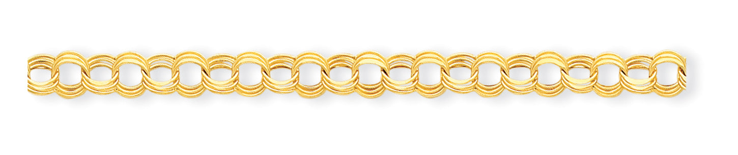 14k Lite 7mm Triple Link Charm Bracelet