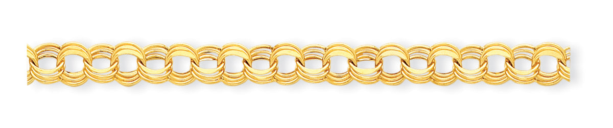 14k Lite 8mm Triple Link Charm Bracelet
