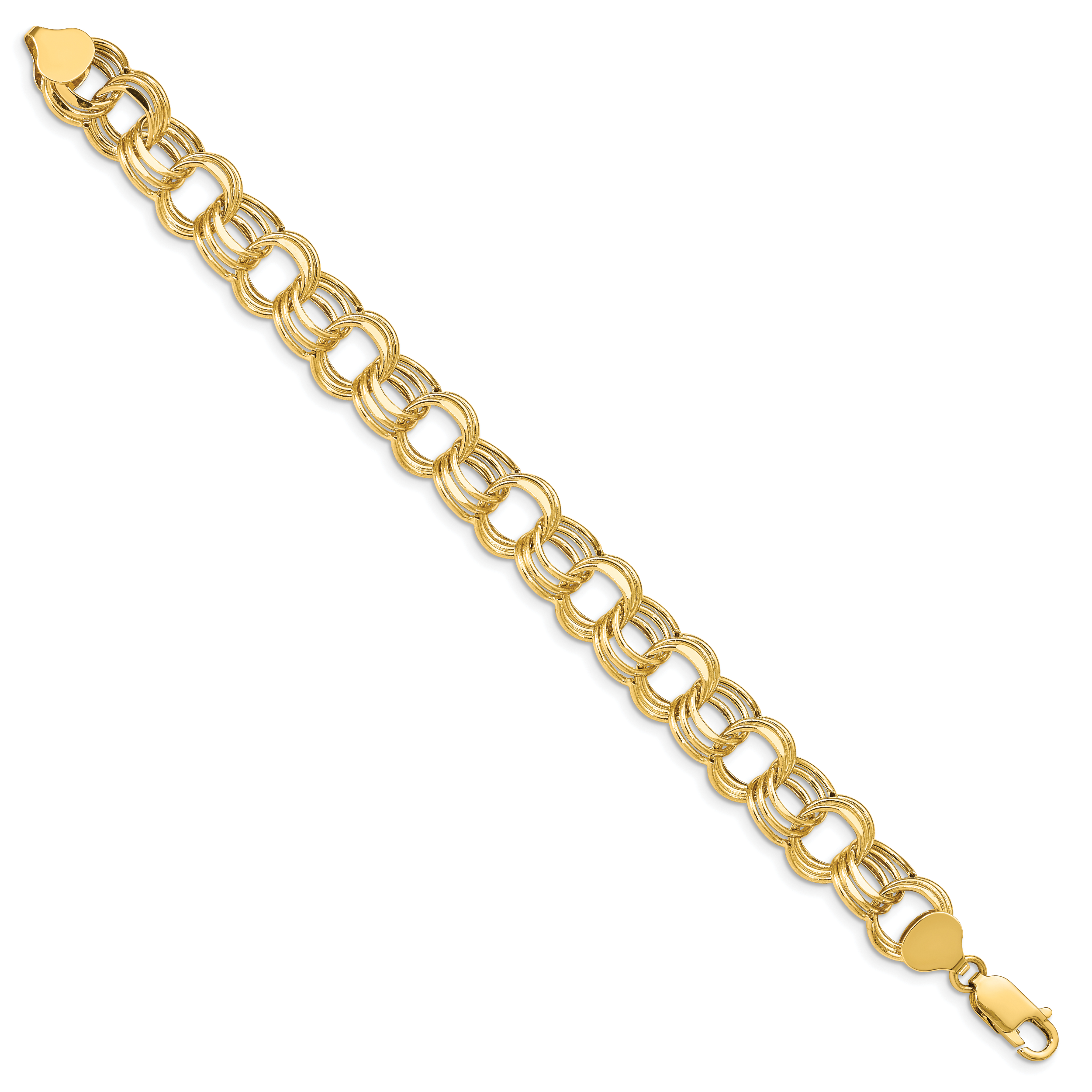 14k Lite 11mm Triple Link Charm Bracelet Secondary image