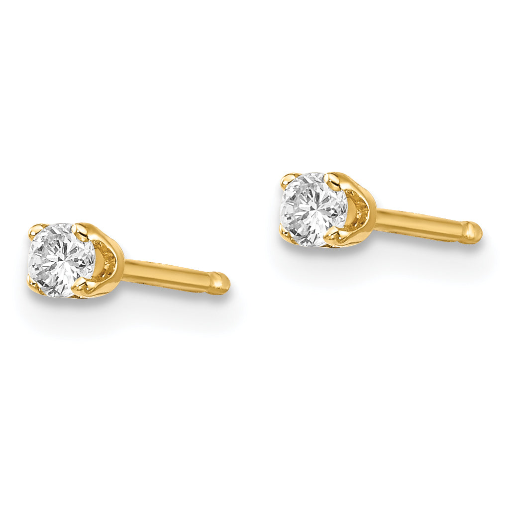 14K Yellow Gold Unisex Diamond Stud Earrings with Push Back Closure Secondary image
