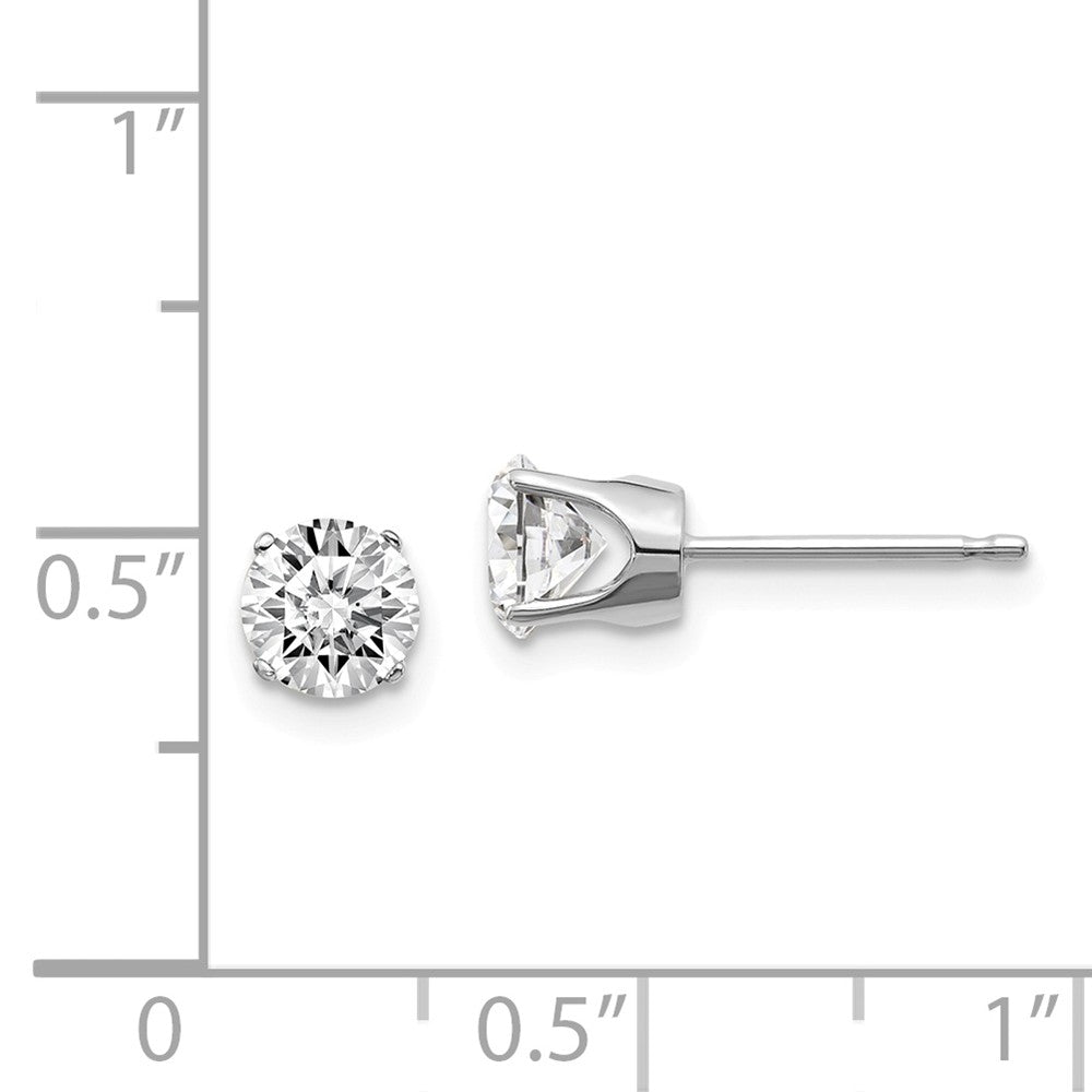 14K White Gold Diamond Stud Earrings with Rhodium, Elegant Round Cut Secondary image