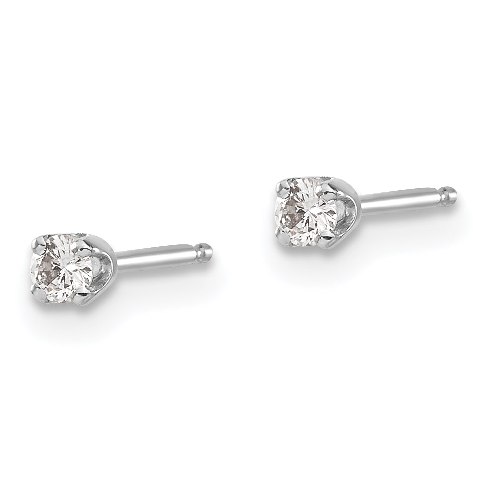 14K White Gold Diamond Stud Earrings with Rhodium Finish Unisex Secondary image