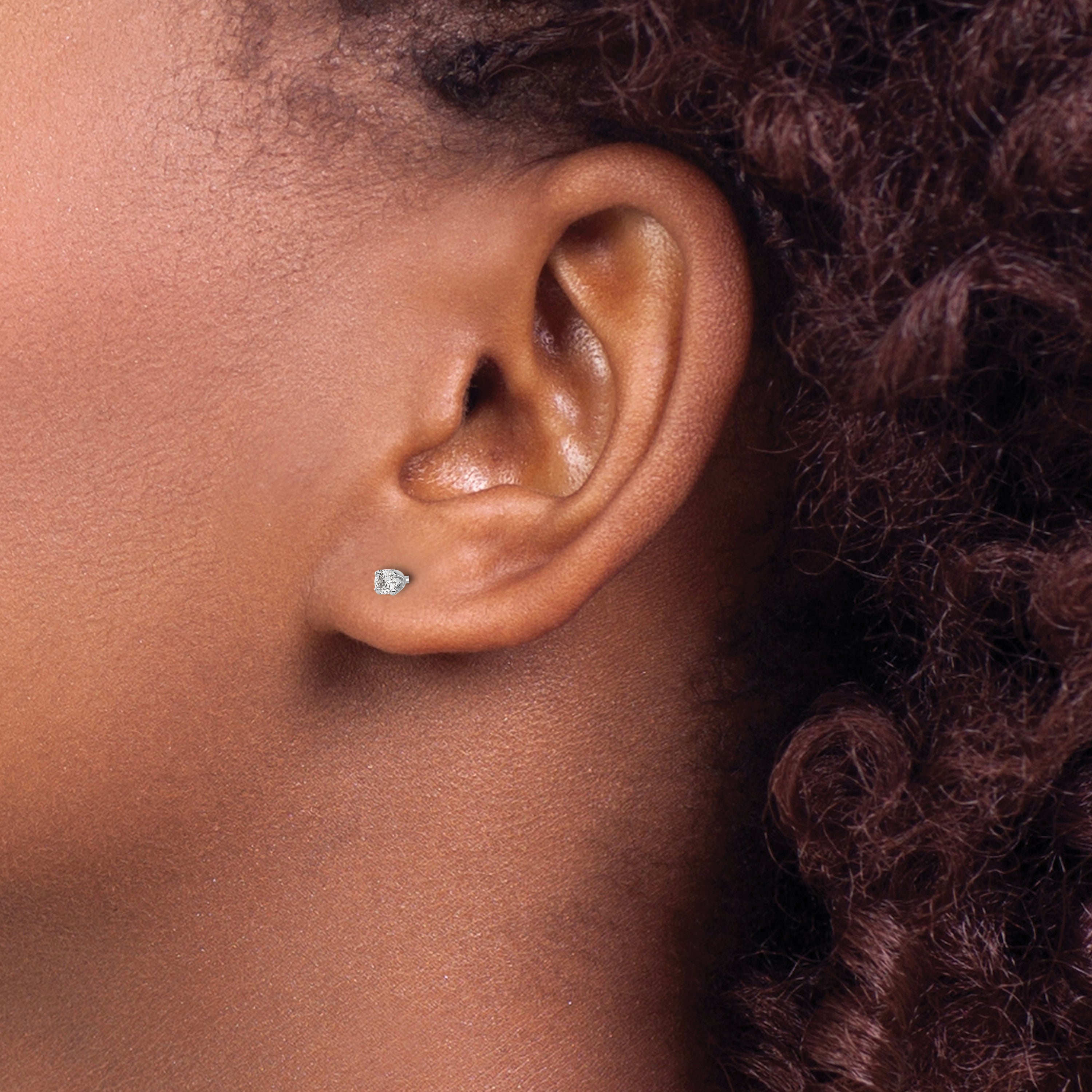 14K White Gold Diamond Stud Earrings with Rhodium Finish Unisex