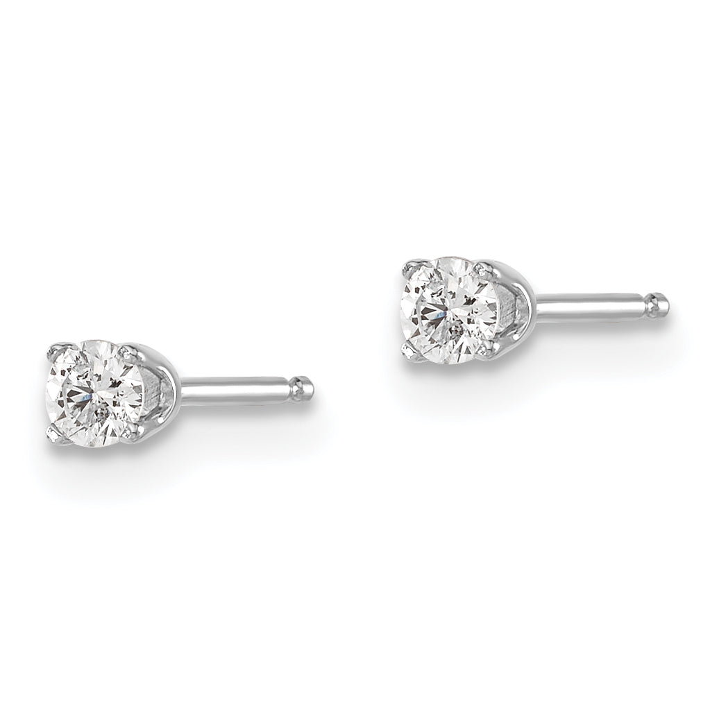 14K White Gold Unisex Diamond Stud Earrings with Rhodium Polish