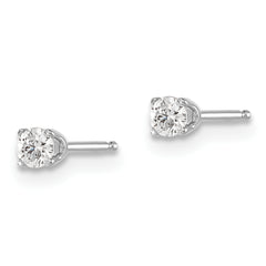 14K White Gold Unisex Diamond Stud Earrings with Rhodium Polish