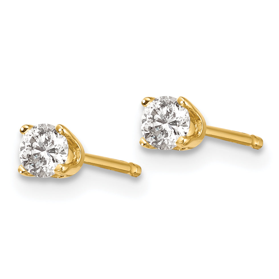 14K Yellow Gold Unisex Stud Earrings with Natural Diamonds Secondary image