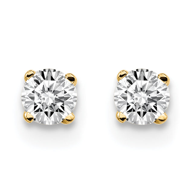 14K Yellow Gold Unisex Stud Earrings with Natural Diamonds