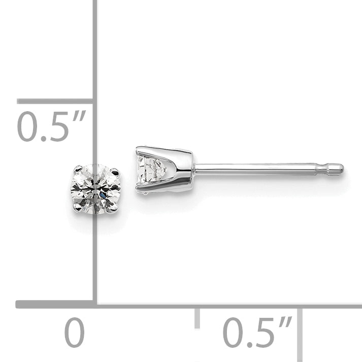 14K Gold Diamond Stud Earrings with Rhodium Finish Elegant Unisex Design