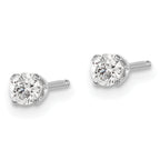 14K Gold White Diamond Stud Earrings with Rhodium Finish Unisex Elegance