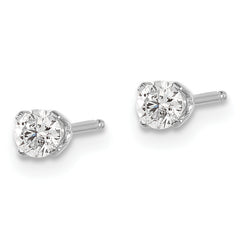 14K Gold White Diamond Stud Earrings with Rhodium Finish Unisex Elegance