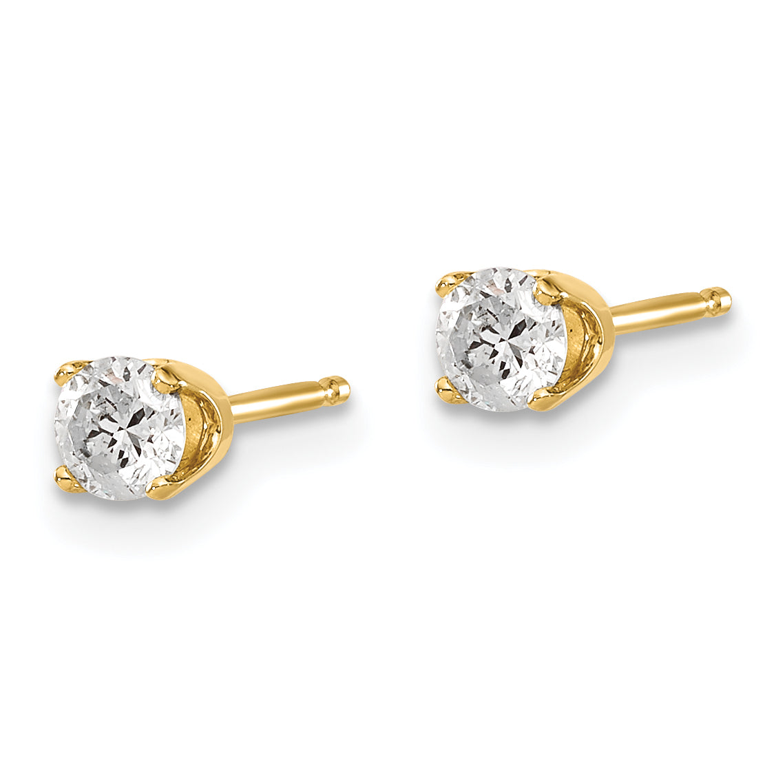 14K Yellow Gold Unisex Diamond Stud Earrings with Push-Back Closure Secondary image