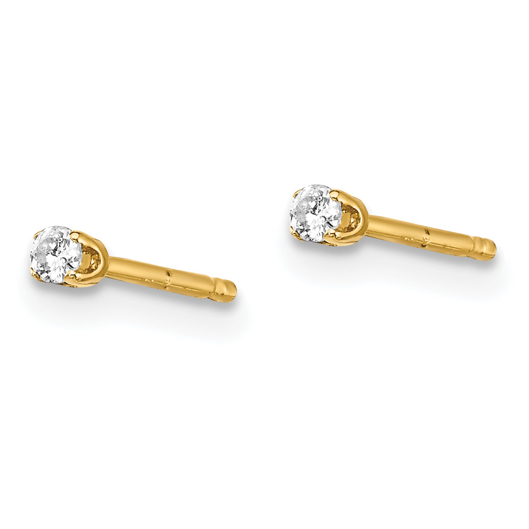 14K Yellow Gold Unisex Diamond Stud Earrings with Push Back Secondary image