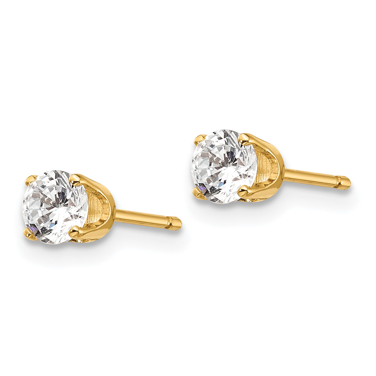14K Yellow Gold Unisex Diamond Stud Earrings with Natural Round Stones Secondary image