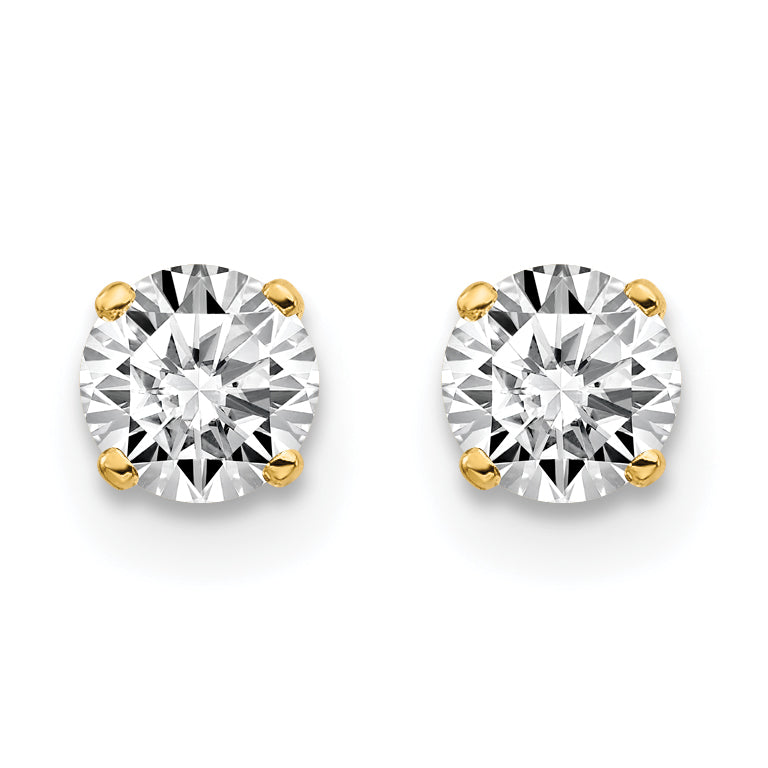 14K Yellow Gold Unisex Diamond Stud Earrings with Natural Round Stones