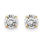 14K Yellow Gold Unisex Diamond Stud Earrings with Natural Round Stones