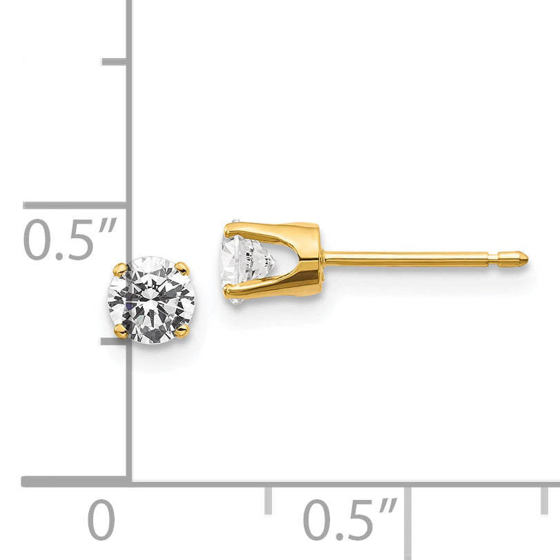 14K Yellow Gold Unisex Diamond Stud Earrings with Natural Round Stones