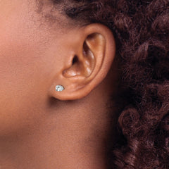 14K Gold Diamond Stud Earrings with Rhodium Finish Unisex Elegance