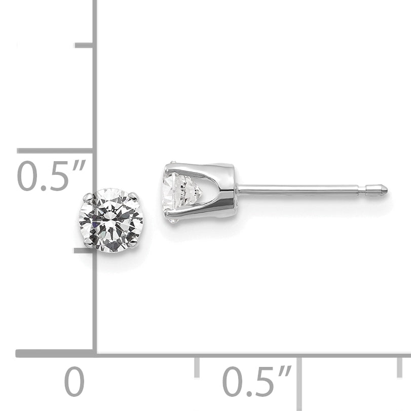 14K Gold Diamond Stud Earrings with Rhodium Finish Unisex Elegance
