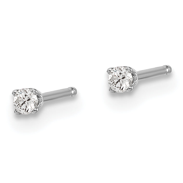 14K White Gold Unisex Diamond Stud Earrings with Rhodium Elegance