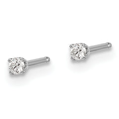 14K White Gold Unisex Diamond Stud Earrings with Rhodium Elegance