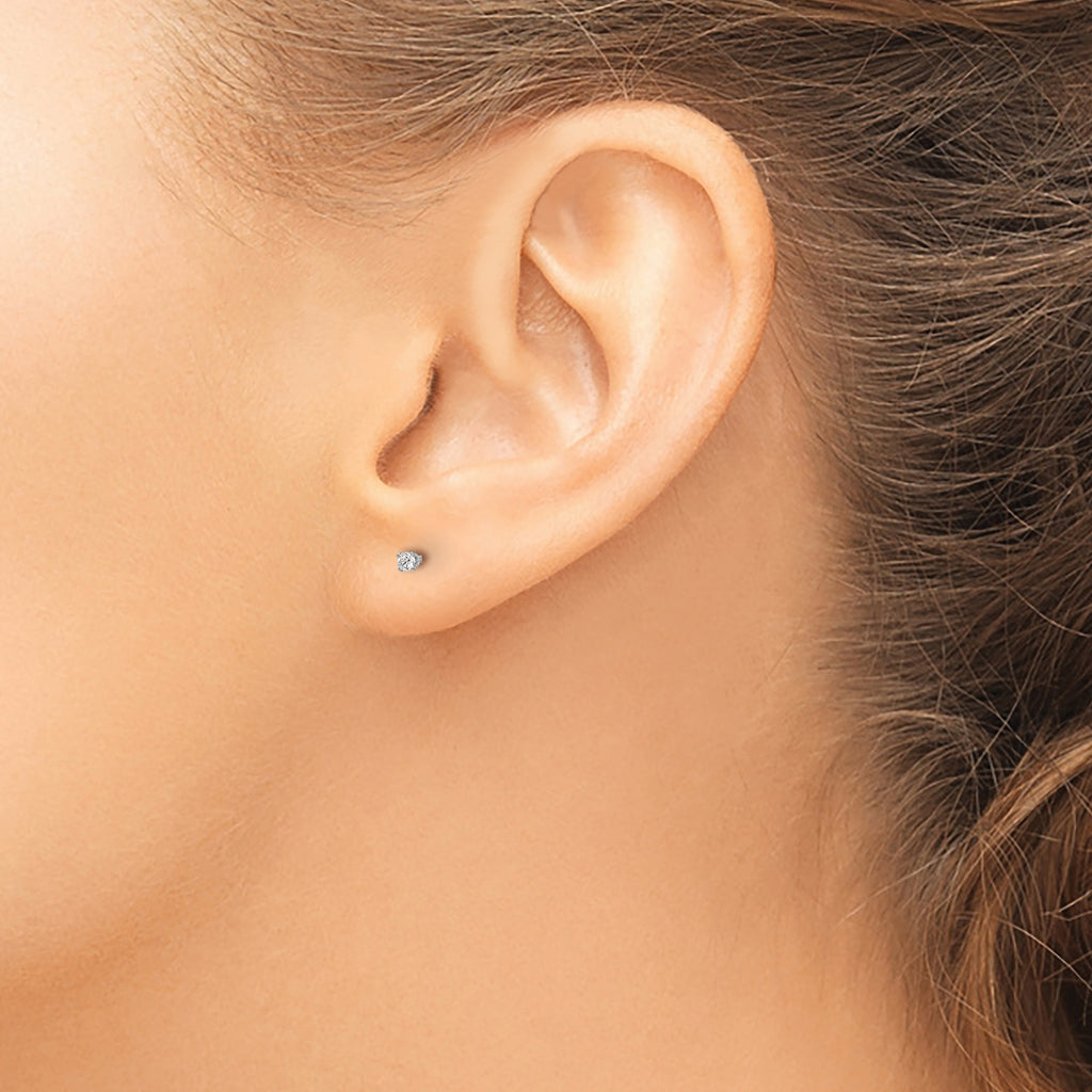 14K White Gold Unisex Diamond Stud Earrings with Rhodium Elegance
