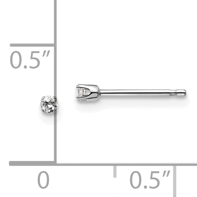 14K White Gold Unisex Diamond Stud Earrings with Rhodium Elegance