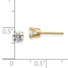 14K Yellow Gold Diamond Stud Earrings with Natural Round White Stones