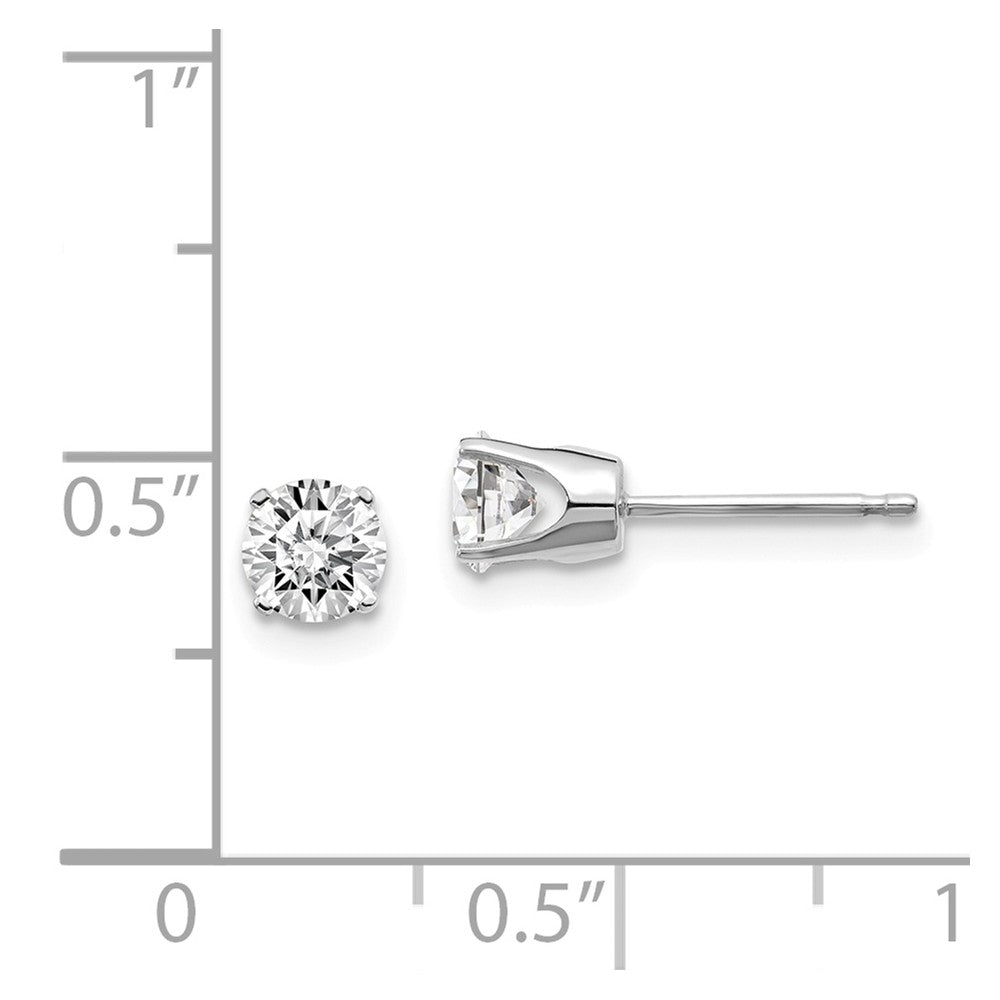 14K White Gold Diamond Stud Earrings with Rhodium Plating Secondary image